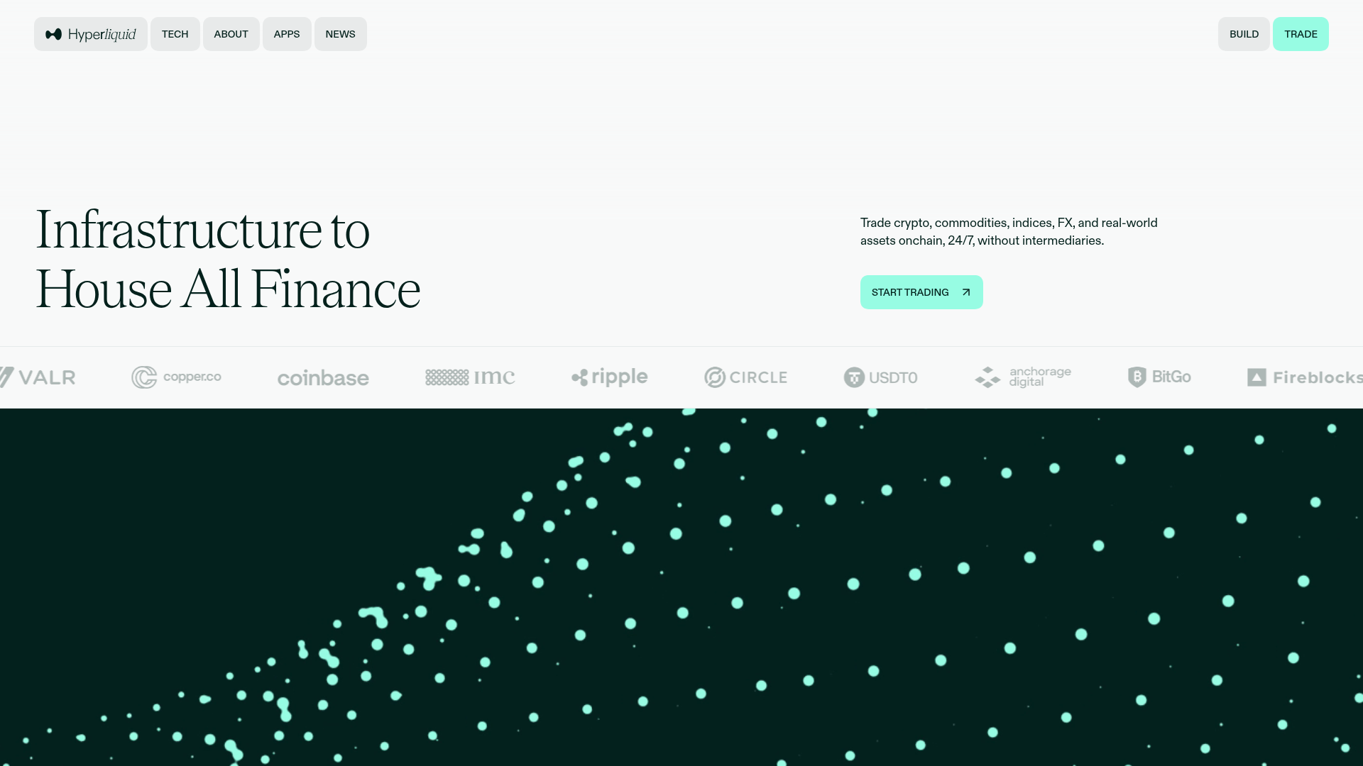 The official Hyperliquid website homepage